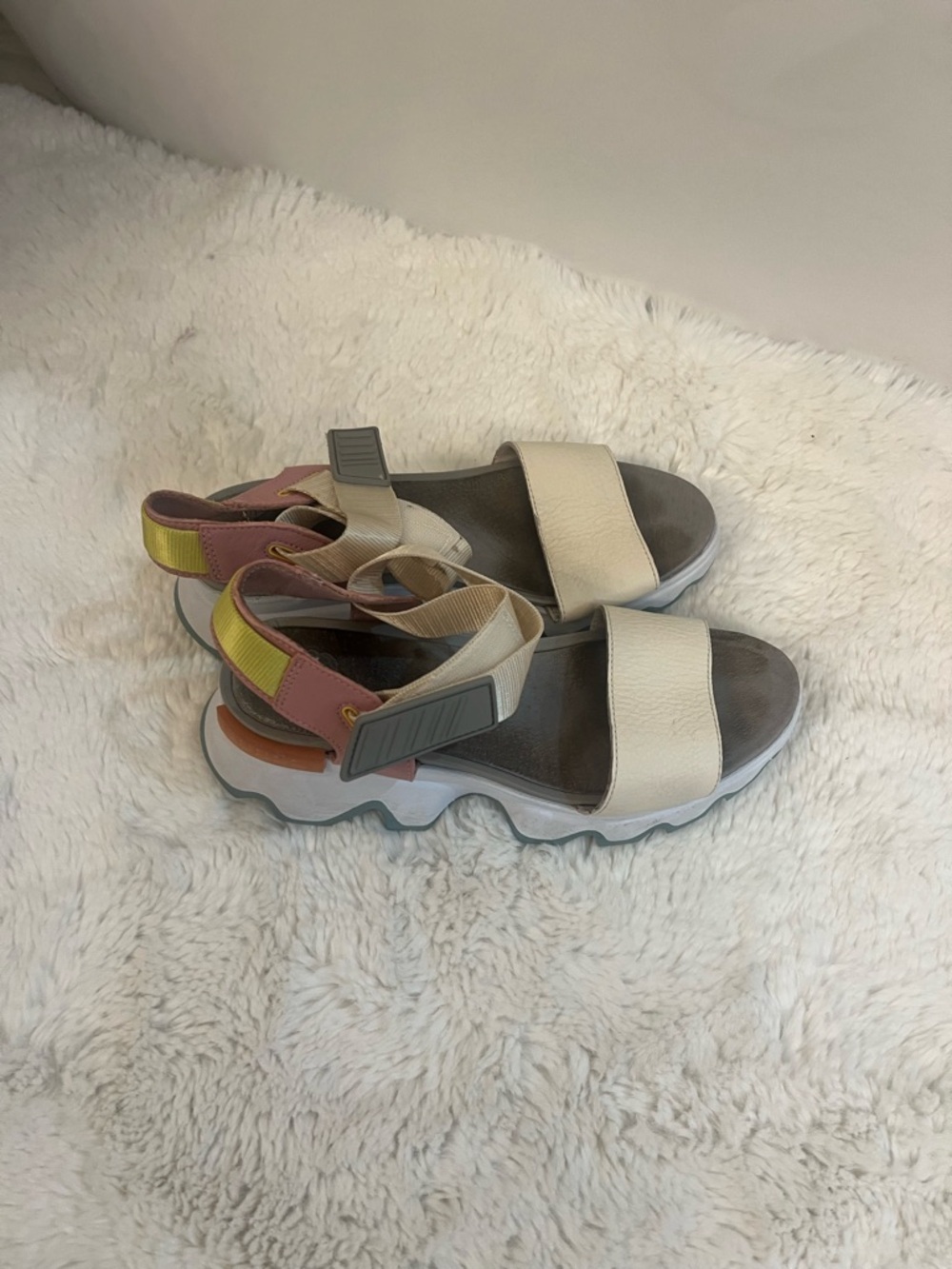Sorel Cream Pink Yellow Athletic Strap Sandals